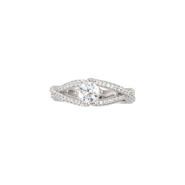 Cubic Zirconia Engagement Ring- The Liv Christina (Round Tiara-themed Split-Band with Pave) - Image 7