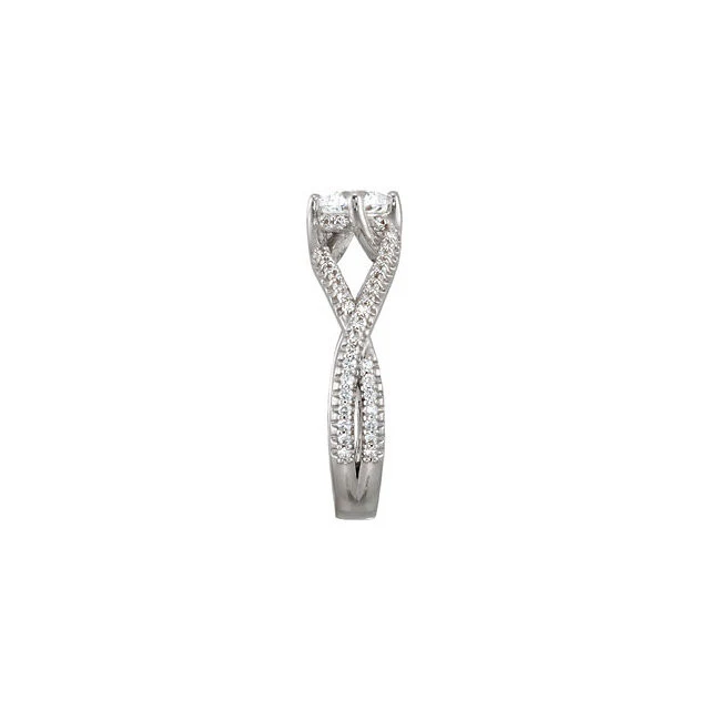 Cubic Zirconia Engagement Ring- The Liv Christina (Round Tiara-themed Split-Band with Pave) - Image 8