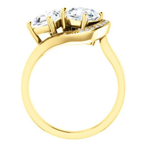 Cubic Zirconia Engagement Ring- The Lupita (Customizable Enhanced 2-stone Asymmetrical Asscher Cut Design with Semi-Halo) - Image 3