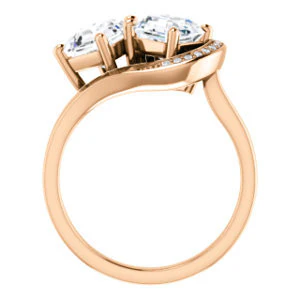 Cubic Zirconia Engagement Ring- The Lupita (Customizable Enhanced 2-stone Asymmetrical Asscher Cut Design with Semi-Halo) - Image 8
