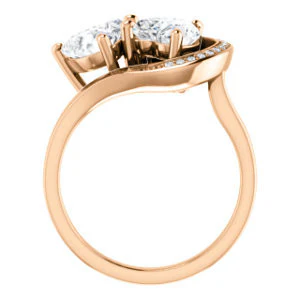 Cubic Zirconia Engagement Ring- The Lupita (Customizable Enhanced 2-stone Asymmetrical Heart Cut Design with Semi-Halo) - Image 8