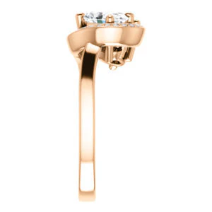 Cubic Zirconia Engagement Ring- The Lupita (Customizable Enhanced 2-stone Asymmetrical Oval Cut Design with Semi-Halo) - Image 10