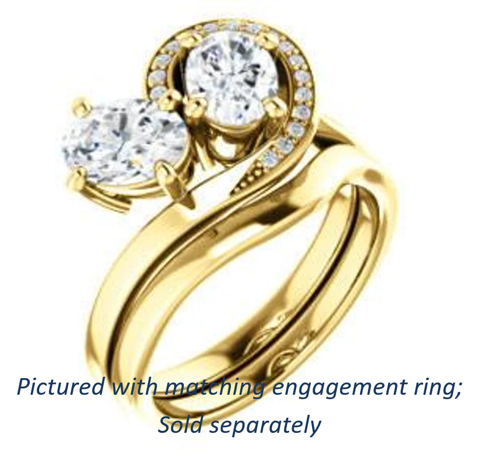 Cubic Zirconia Engagement Ring- The Lupita (Customizable Enhanced 2-stone Asymmetrical Oval Cut Design with Semi-Halo) - Image 12