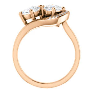 Cubic Zirconia Engagement Ring- The Lupita (Customizable Enhanced 2-stone Asymmetrical Oval Cut Design with Semi-Halo) - Image 8