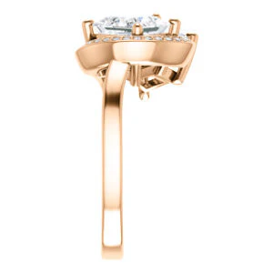 Cubic Zirconia Engagement Ring- The Lupita (Customizable Enhanced 2-stone Asymmetrical Princess Cut Design with Semi-Halo) - Image 10
