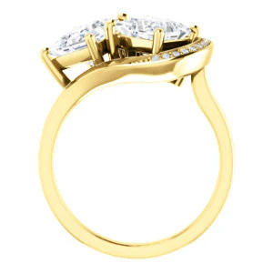 Cubic Zirconia Engagement Ring- The Lupita (Customizable Enhanced 2-stone Asymmetrical Princess Cut Design with Semi-Halo) - Image 3