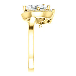 Cubic Zirconia Engagement Ring- The Lupita (Customizable Enhanced 2-stone Asymmetrical Princess Cut Design with Semi-Halo) - Image 5