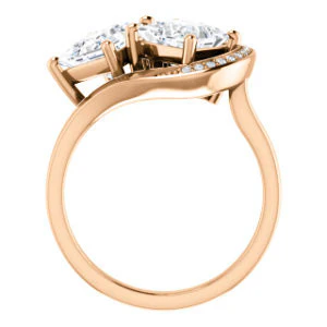 Cubic Zirconia Engagement Ring- The Lupita (Customizable Enhanced 2-stone Asymmetrical Princess Cut Design with Semi-Halo) - Image 8