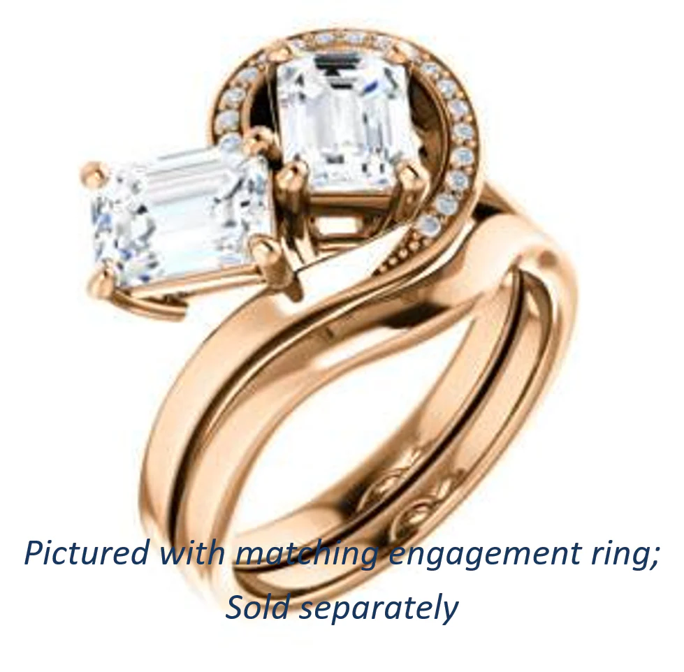 Cubic Zirconia Engagement Ring- The Lupita (Customizable Enhanced 2-stone Asymmetrical Radiant Cut Design with Semi-Halo) - Image 12