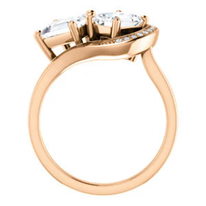 Cubic Zirconia Engagement Ring- The Lupita (Customizable Enhanced 2-stone Asymmetrical Radiant Cut Design with Semi-Halo) - Image 8