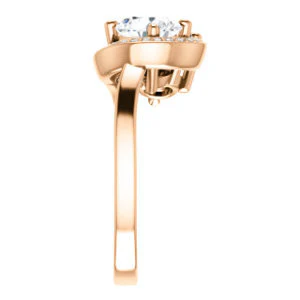 Cubic Zirconia Engagement Ring- The Lupita (Customizable Enhanced 2-stone Asymmetrical Round Cut Design with Semi-Halo) - Image 10