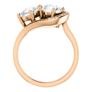 Cubic Zirconia Engagement Ring- The Lupita (Customizable Enhanced 2-stone Asymmetrical Round Cut Design with Semi-Halo) - Image 8