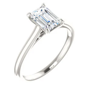 Cubic Zirconia Engagement Ring- The Madelyn (Customizable Emerald Cut Solitaire with Infinity Trellis Decoration) - Image 3