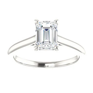 Cubic Zirconia Engagement Ring- The Madelyn (Customizable Emerald Cut Solitaire with Infinity Trellis Decoration) - Image 4