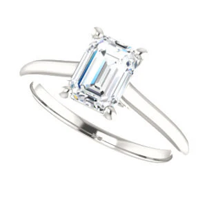 Cubic Zirconia Engagement Ring- The Madelyn (Customizable Emerald Cut Solitaire with Infinity Trellis Decoration) - Image 6