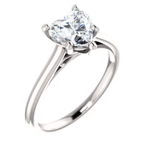 Cubic Zirconia Engagement Ring- The Madelyn (Customizable Heart Cut Solitaire with Infinity Trellis Decoration) - Image 3