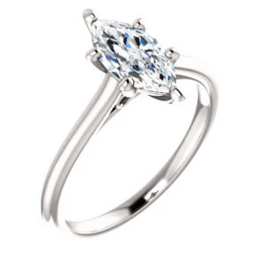 Cubic Zirconia Engagement Ring- The Madelyn (Customizable Marquise Cut Solitaire with Infinity Trellis Decoration) - Image 3