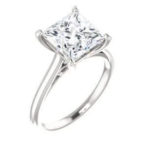 Cubic Zirconia Engagement Ring- The Madelyn (Customizable Princess Cut Solitaire with Infinity Trellis Decoration) - Image 3