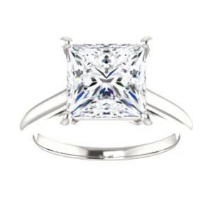 Cubic Zirconia Engagement Ring- The Madelyn (Customizable Princess Cut Solitaire with Infinity Trellis Decoration) - Image 4