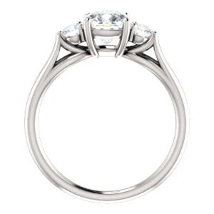 Cubic Zirconia Engagement Ring- The Mahlia (Customizable 3-stone Design with Cushion Cut Center, Round Accents and Split Band) - Image 3