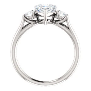 Cubic Zirconia Engagement Ring- The Mahlia (Customizable 3-stone Design with Heart Cut Center, Round Accents and Split Band) - Image 3