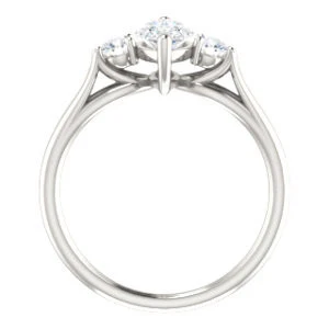 Cubic Zirconia Engagement Ring- The Mahlia (Customizable 3-stone Design with Marquise Cut Center, Round Accents and Split Band) - Image 3