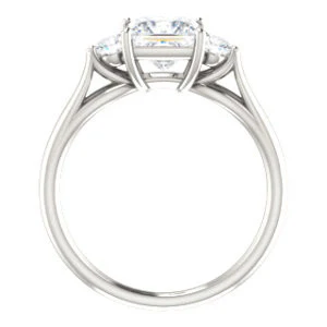Cubic Zirconia Engagement Ring- The Mahlia (Customizable 3-stone Design with Princess Cut Center, Round Accents and Split Band) - Image 3