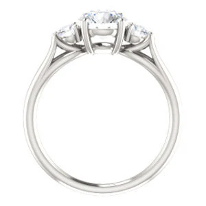 Cubic Zirconia Engagement Ring- The Mahlia (Customizable 3-stone Design with Round Cut Center, Round Accents and Split Band) - Image 3
