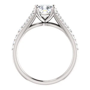 Cubic Zirconia Engagement Ring- The Mailynne (Customizable Cushion Cut Style with Split-Pavé Band) - Image 3