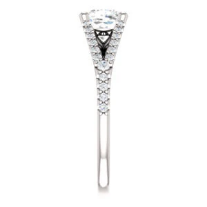 Cubic Zirconia Engagement Ring- The Mailynne (Customizable Cushion Cut Style with Split-Pavé Band) - Image 5