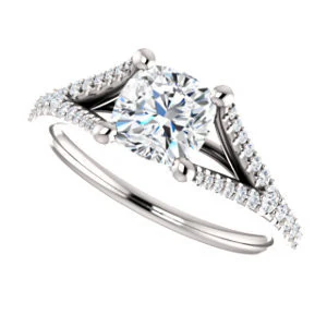 Cubic Zirconia Engagement Ring- The Mailynne (Customizable Cushion Cut Style with Split-Pavé Band) - Image 6