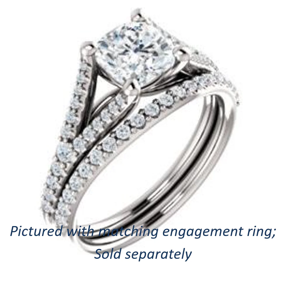 Cubic Zirconia Engagement Ring- The Mailynne (Customizable Cushion Cut Style with Split-Pavé Band) - Image 9