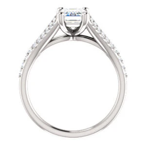 Cubic Zirconia Engagement Ring- The Mailynne (Customizable Emerald Cut Style with Split-Pavé Band) - Image 3