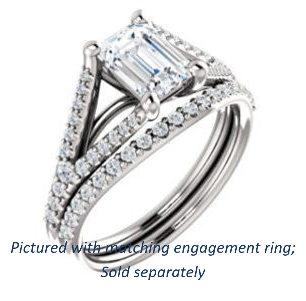 Cubic Zirconia Engagement Ring- The Mailynne (Customizable Emerald Cut Style with Split-Pavé Band) - Image 7
