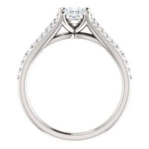 Cubic Zirconia Engagement Ring- The Mailynne (Customizable Oval Cut Style with Split-Pavé Band) - Image 3