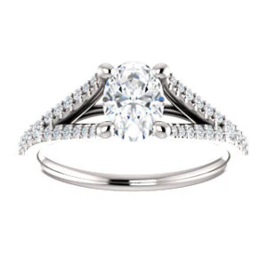 Cubic Zirconia Engagement Ring- The Mailynne (Customizable Oval Cut Style with Split-Pavé Band) - Image 4
