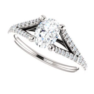 Cubic Zirconia Engagement Ring- The Mailynne (Customizable Oval Cut Style with Split-Pavé Band) - Image 6