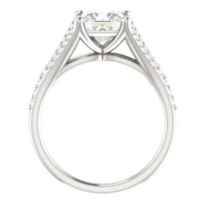 Cubic Zirconia Engagement Ring- The Mailynne (Customizable Princess Cut Style with Split-Pavé Band) - Image 3