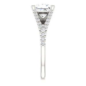 Cubic Zirconia Engagement Ring- The Mailynne (Customizable Princess Cut Style with Split-Pavé Band) - Image 5