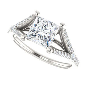 Cubic Zirconia Engagement Ring- The Mailynne (Customizable Princess Cut Style with Split-Pavé Band) - Image 6