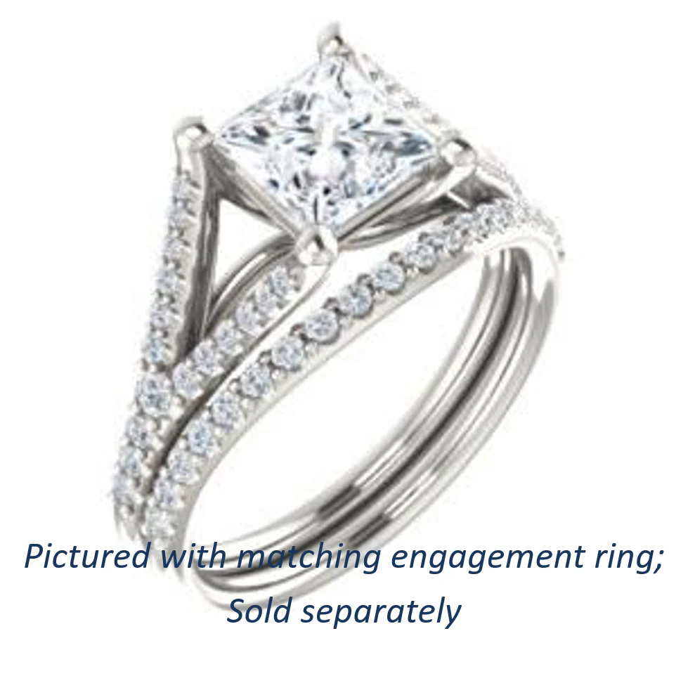 Cubic Zirconia Engagement Ring- The Mailynne (Customizable Princess Cut Style with Split-Pavé Band) - Image 7