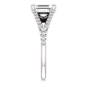 Cubic Zirconia Engagement Ring- The Mailynne (Customizable Radiant Cut Style with Split-Pavé Band) - Image 5