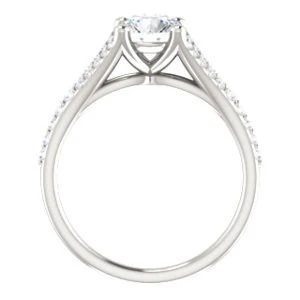 Cubic Zirconia Engagement Ring- The Mailynne (Customizable Round Cut Style with Split-Pavé Band) - Image 3