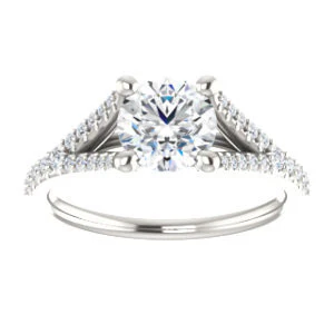 Cubic Zirconia Engagement Ring- The Mailynne (Customizable Round Cut Style with Split-Pavé Band) - Image 4