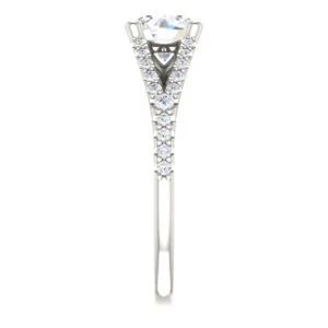 Cubic Zirconia Engagement Ring- The Mailynne (Customizable Round Cut Style with Split-Pavé Band) - Image 5