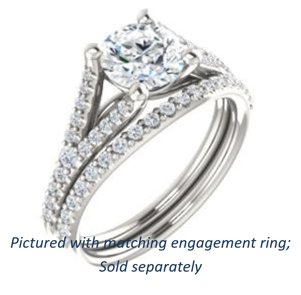 Cubic Zirconia Engagement Ring- The Mailynne (Customizable Round Cut Style with Split-Pavé Band) - Image 7