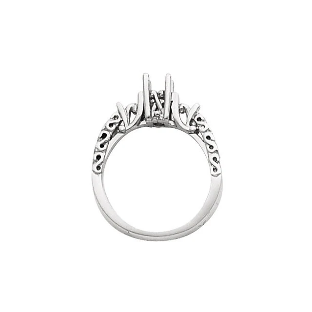 Cubic Zirconia Engagement Ring- The Mallory (0.25-1.0 Carat 3-stone Antique Round-Cut with Dual Tapered Baguettes) - Image 4
