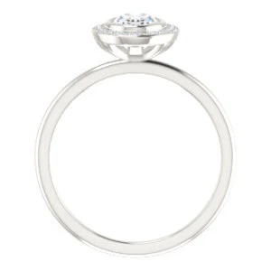 Cubic Zirconia Engagement Ring- The Maura (Customizable Bezel-set Oval Cut Halo Design with Thin Band) - Image 3