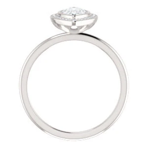 Cubic Zirconia Engagement Ring- The Maura (Customizable Bezel-set Pear Cut Halo Design with Thin Band) - Image 3