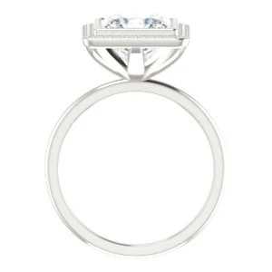 Cubic Zirconia Engagement Ring- The Maura (Customizable Bezel-set Princess Cut Halo Design with Thin Band) - Image 3